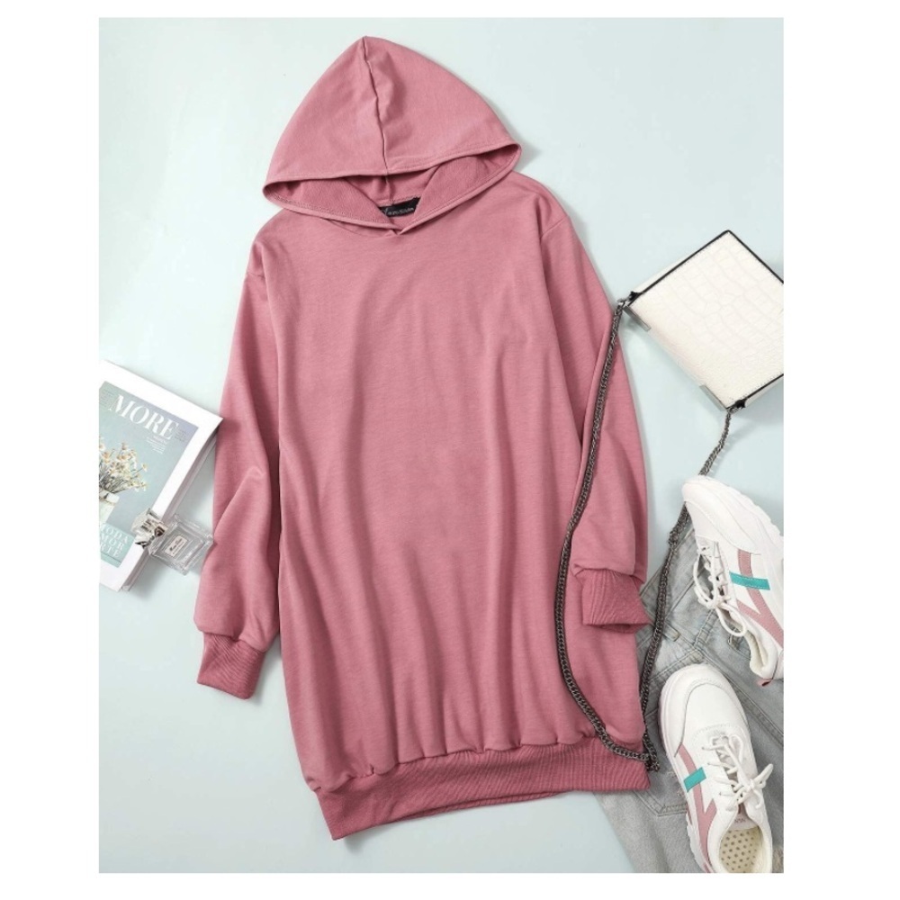 Pink hoodie dress with pockets - Picture 5 of 7
